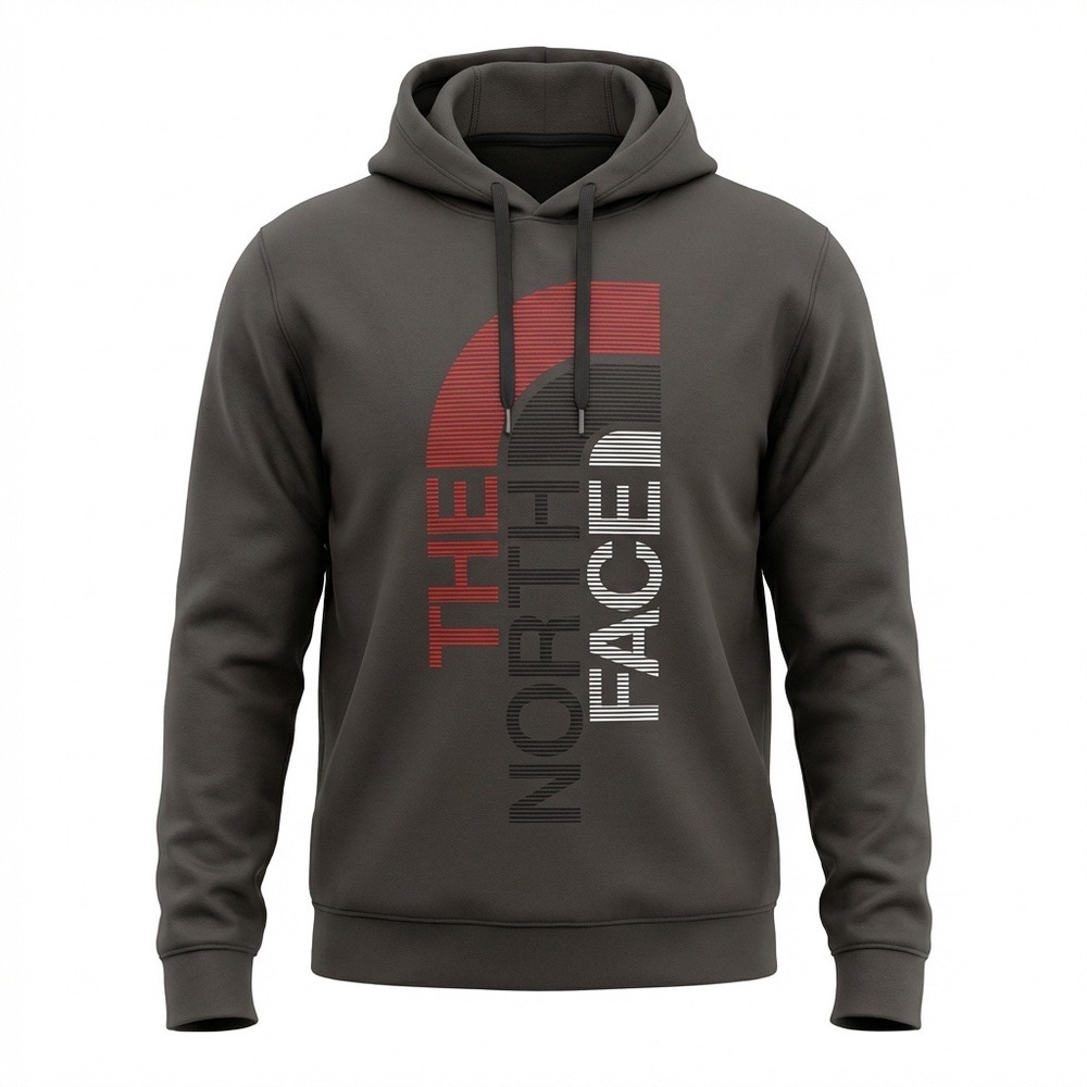 The North Face Men's Charcoal and Red Hoodie